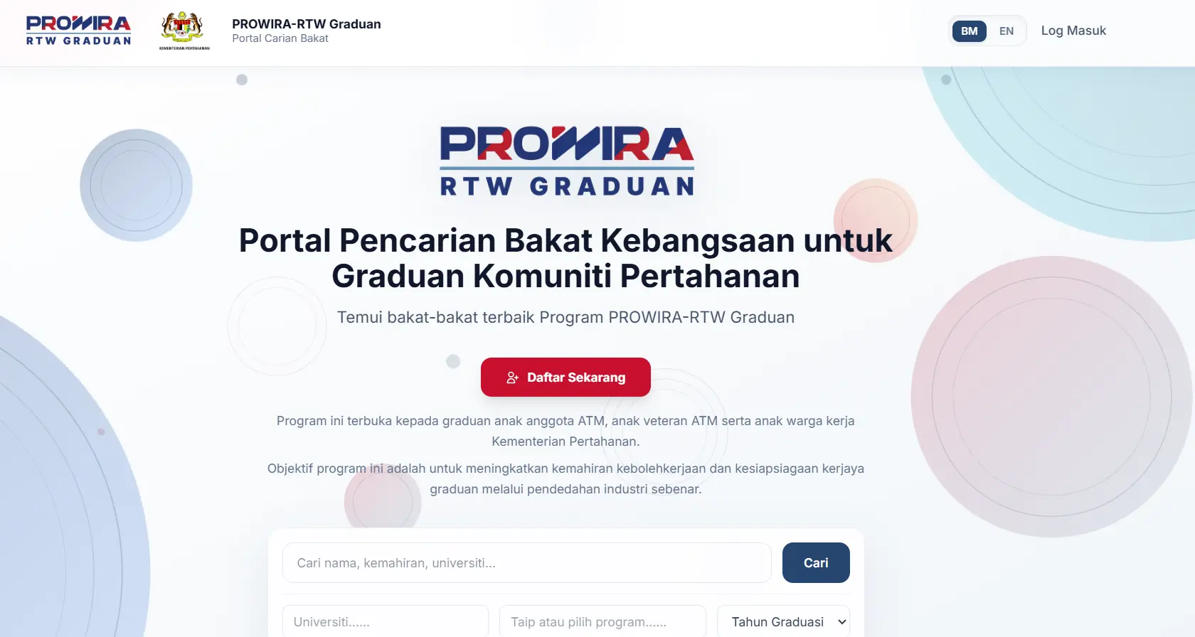 PROWIRA-RTW Graduan talent-search portal